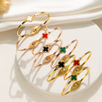 Wholesale Women'S Simple Titanium Steel Shell Acrylic Bracelet with Fourleaf Clover Pattern Inlaid with 18K Rose Gold